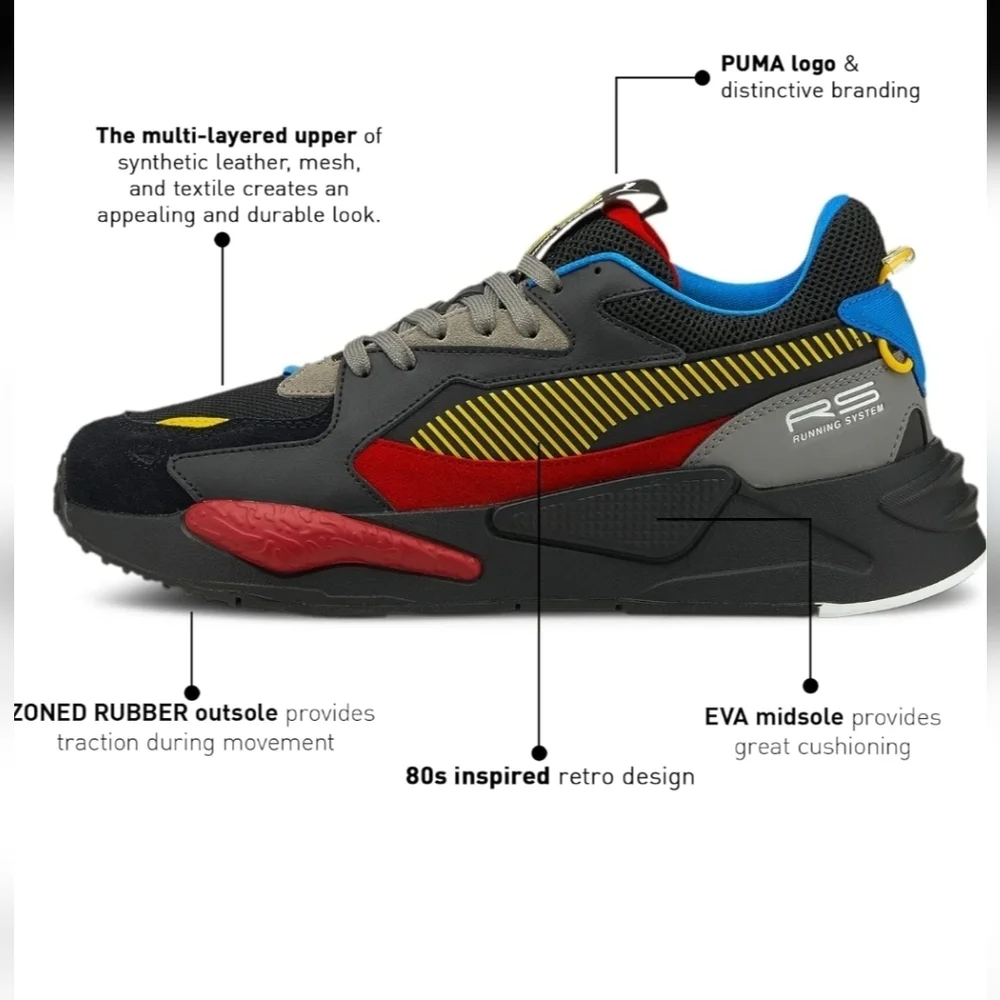 PUMA Men's Multi-Color RS Running System Sneakers Size 9.5